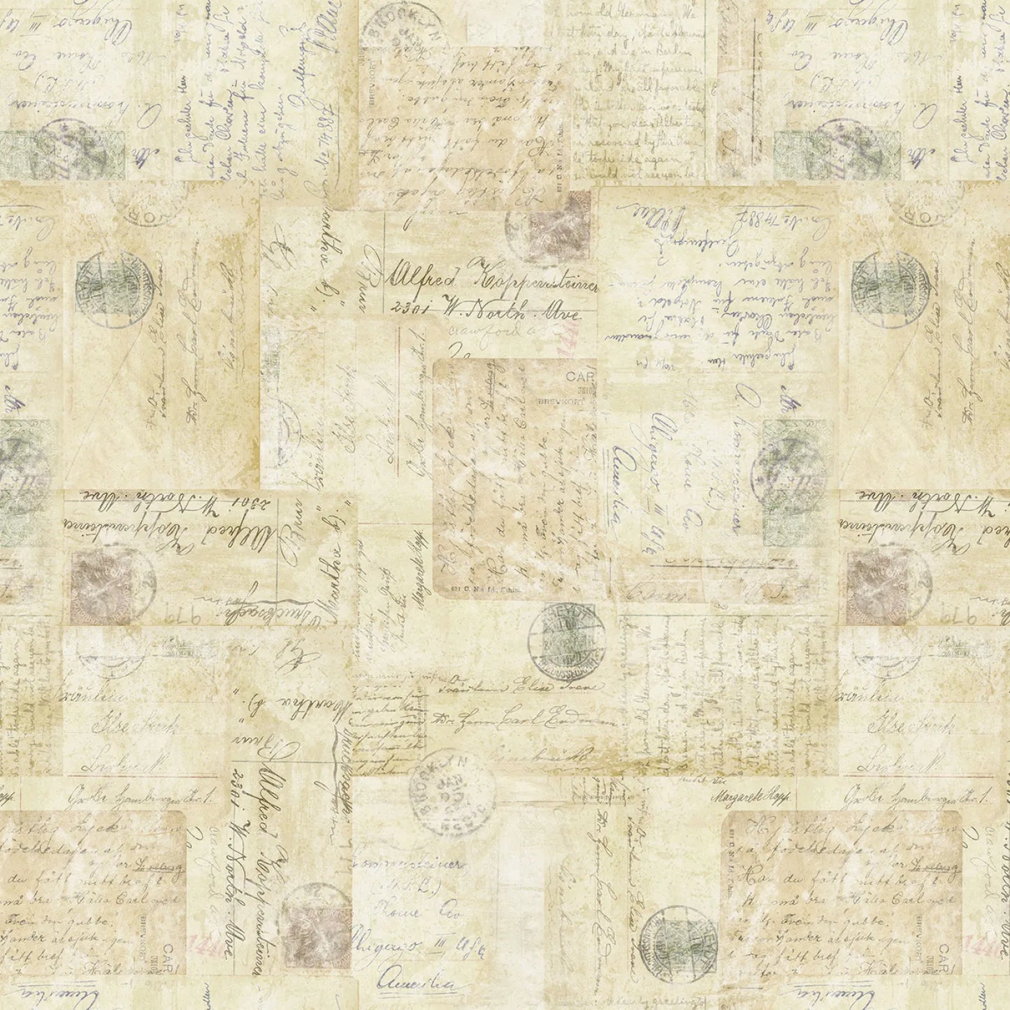 Dark Butter Digital Postcards Yardage