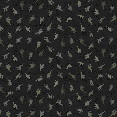 Emerald Hollow Black Ghosts Fabric Yardage