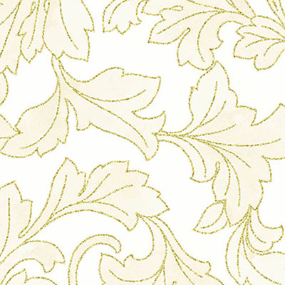 Christmas Wish Natural Gold Leaves Fabric Yardage