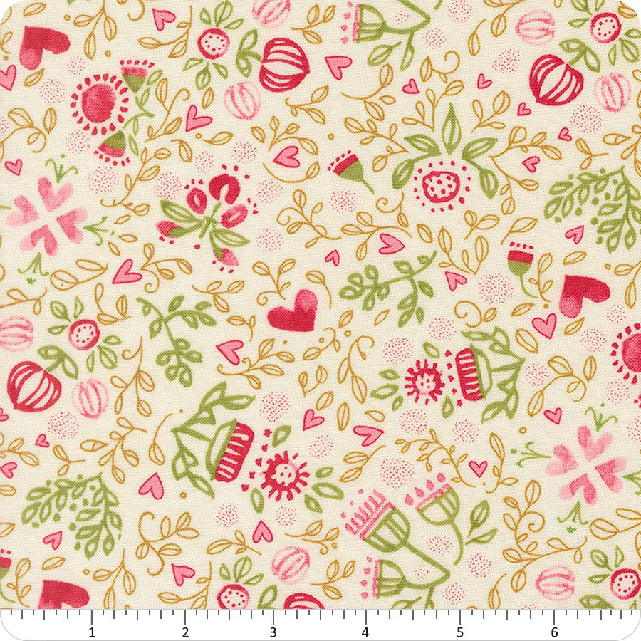 Darling Peony Cream Scattered Lovelies Fabric Yardage