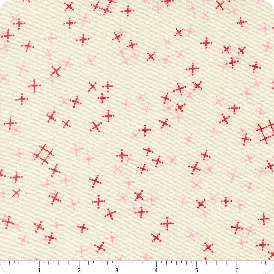 Darling Peony Cream Tiny Pluses Fabric Yardage