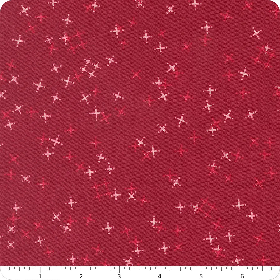 Darling Peony Cranberry Tiny Pluses Fabric Yardage