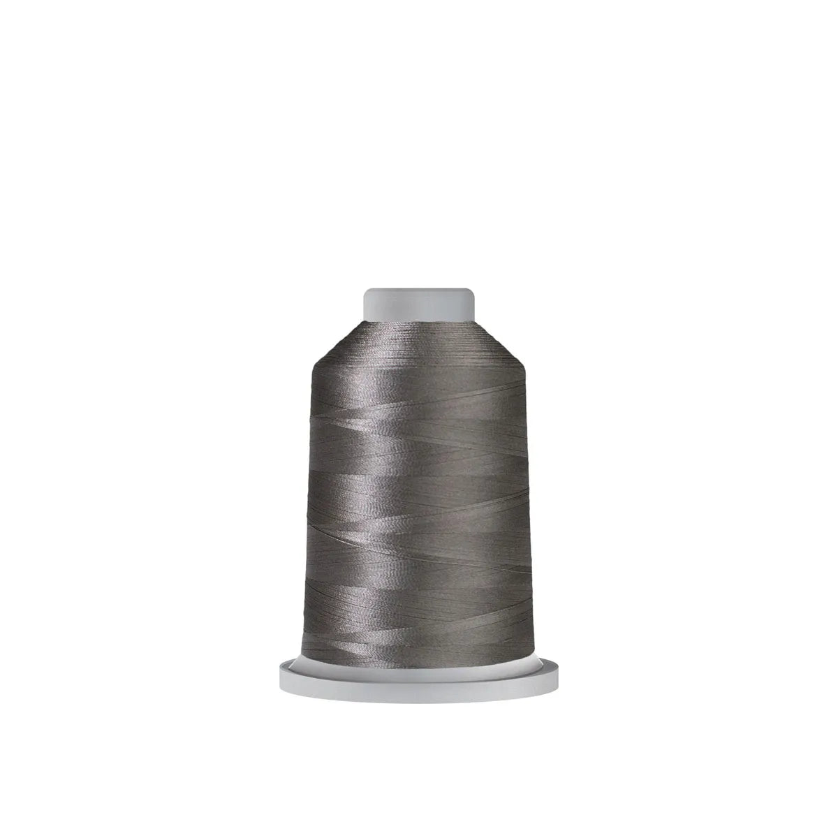 A spool of Hab+Dash by Fil Tec Glide Thread Steel 19357 polyester, upright on a white base against a plain background. Perfect for machine embroidery or quilting projects.