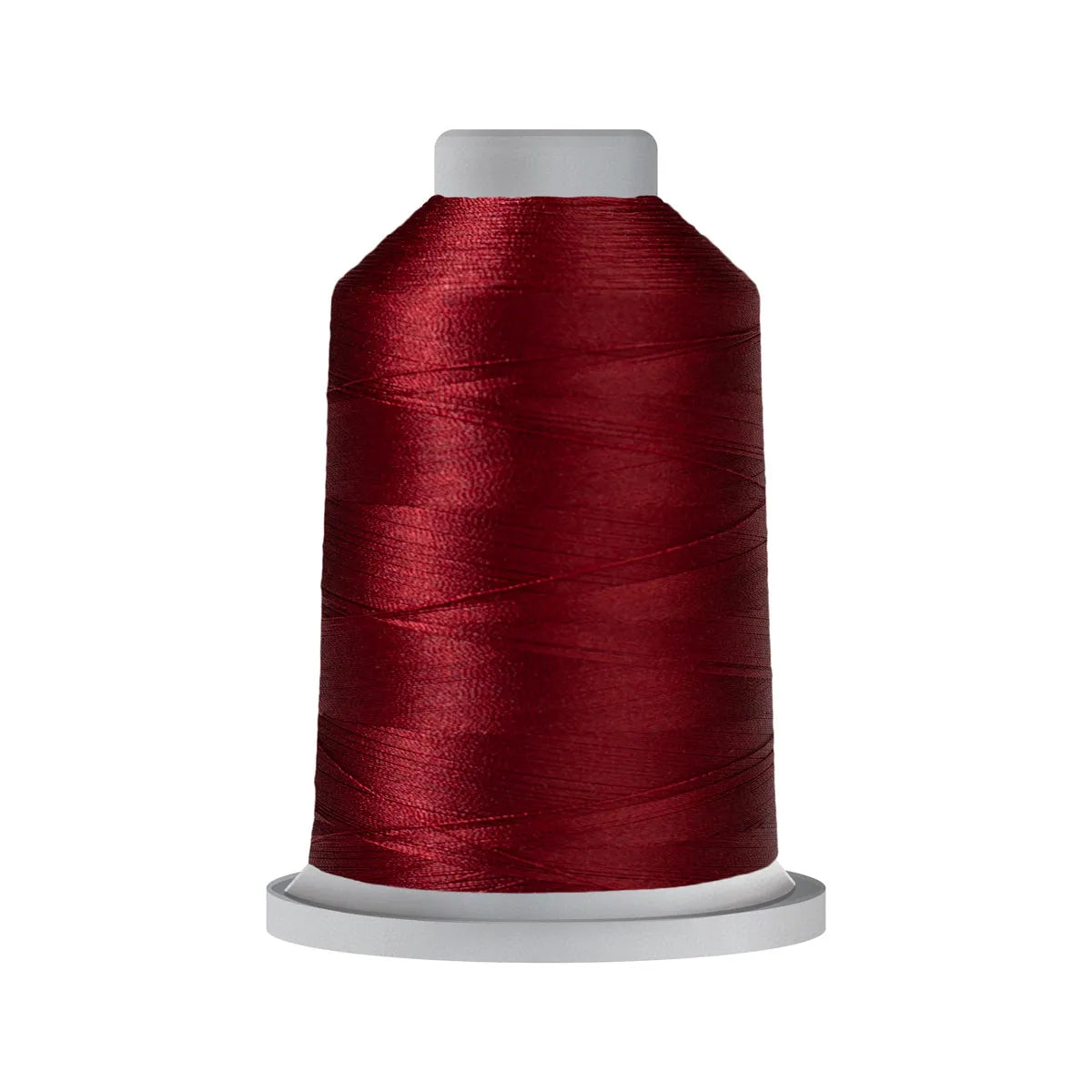 A spool of Glide Thread Soldier Red 70881 sits upright on a white base against a plain background, ideal for machine embroidery or quilting projects.