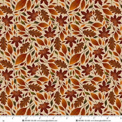 Harvest Haunt Cream Tossed Fall Leaves Fabric Yardage