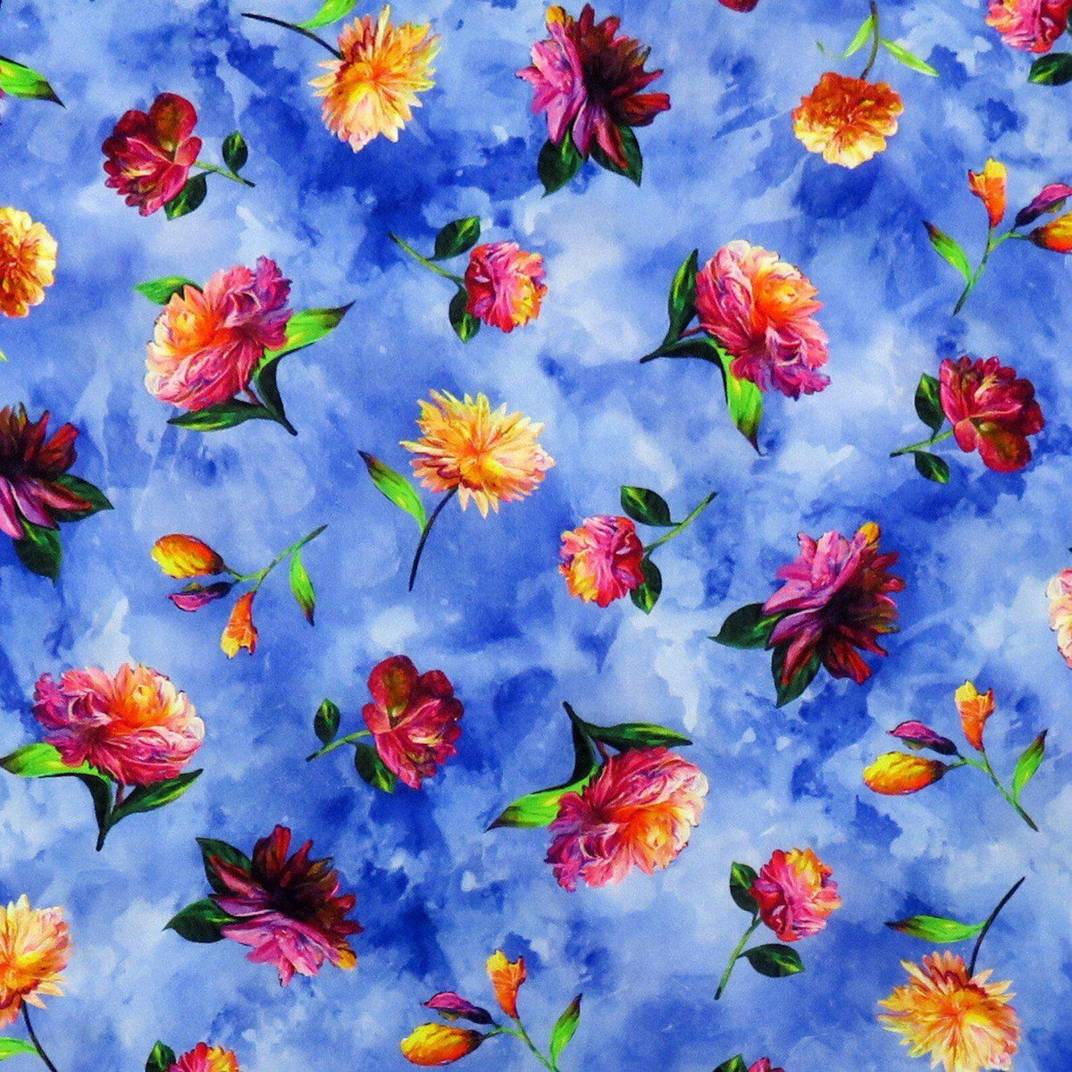 Fleur Etoile floral and star quilting fabric by QT Fabrics