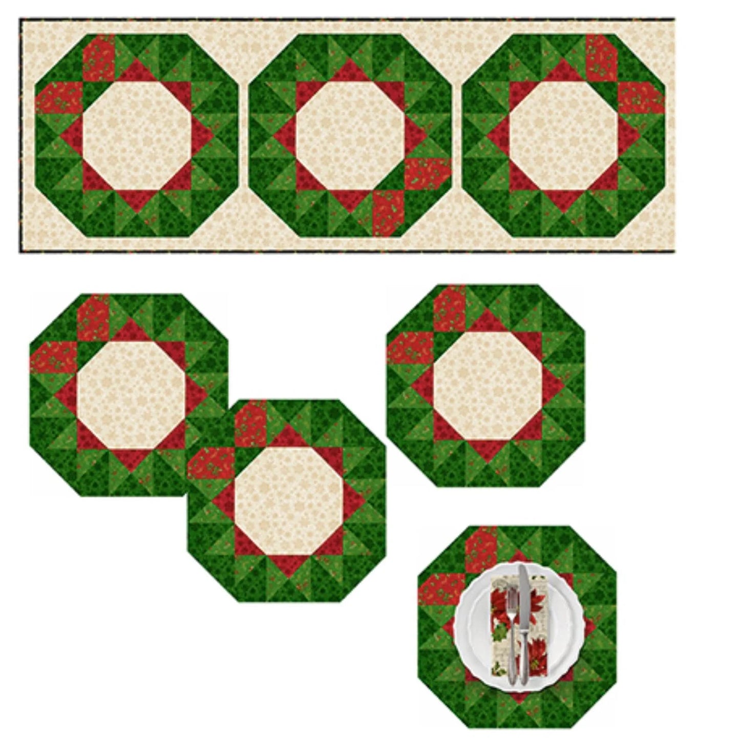 Poinsettia Greetings Kit - image 2 - quilting supply from Quilted Joy