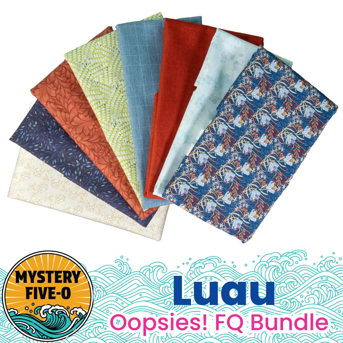 Mystery Five-0 Mega Mystery Luau Midnight Garden Oopsies! FQ Bundle - coordinating quilt fabric bundle
