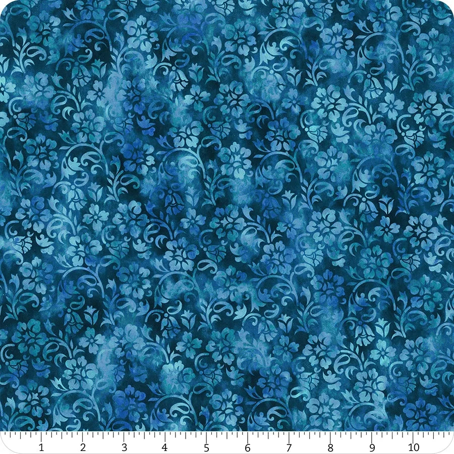 Prism II Blue Floral Vines Fabric Yardage