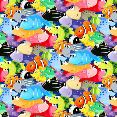Under the Sea All Over Fish Multi Fabric Yardage