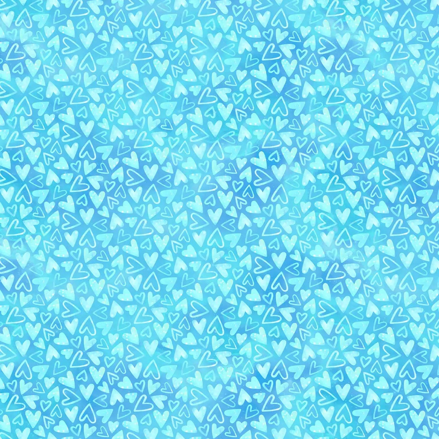 Sparkle Magic Blue Hearts Fabric Yardage