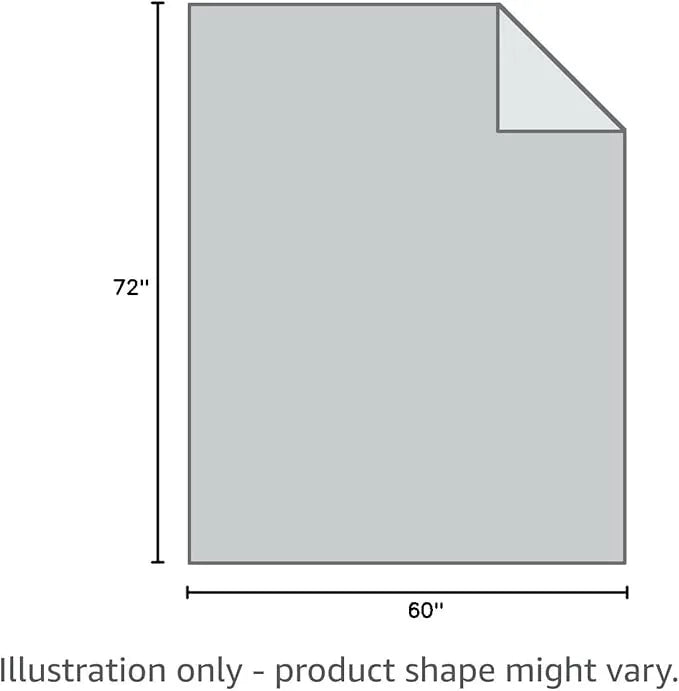 A diagram of a Stabili-Tee Fusible Interface Pack sheet, 72" tall by 60" wide, with one top corner folded down. Commonly used for T-shirt quilts. Caption: Illustration only—product shape may vary.