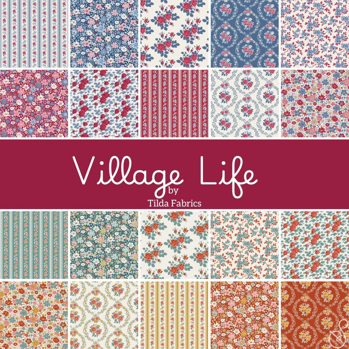 Village Life fabric swatch collection detail view