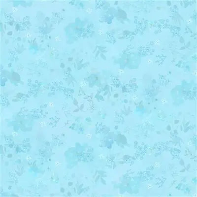 Blue Meadow Digital Flower Wash Sky Fabric Yardage