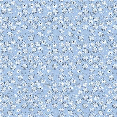 Emily Digital Classic Floral Light Blue Fabric Yardage