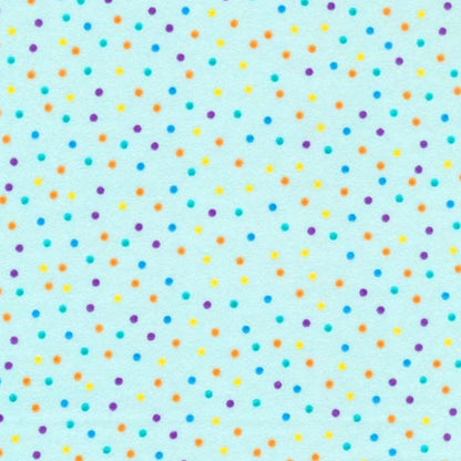 Dots Multi on Aqua Flannel Fabric Yardage