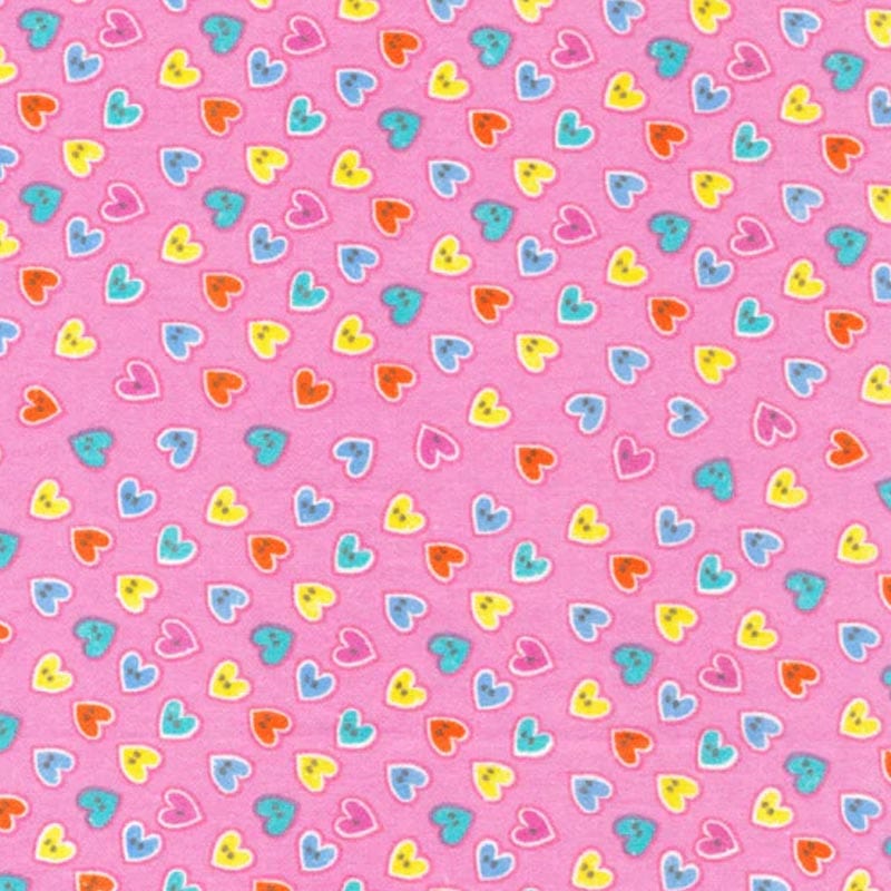 Hearts Pink Flannel Fabric Yardage