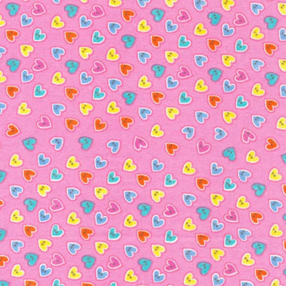 Hearts Pink Flannel Fabric Yardage