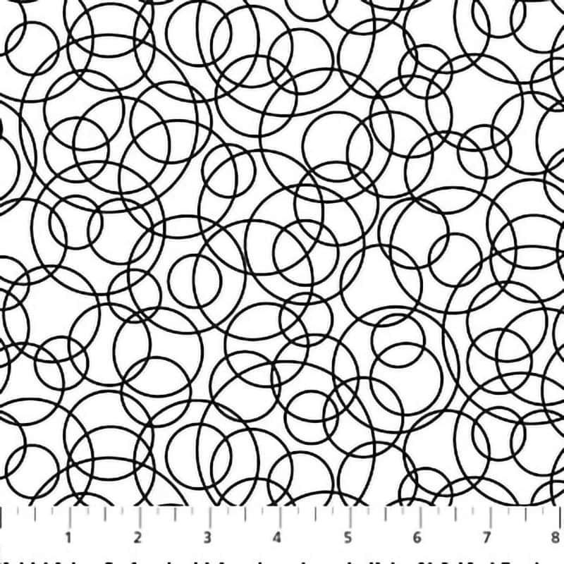 Basically Black and White Circles White Fabric Yardage