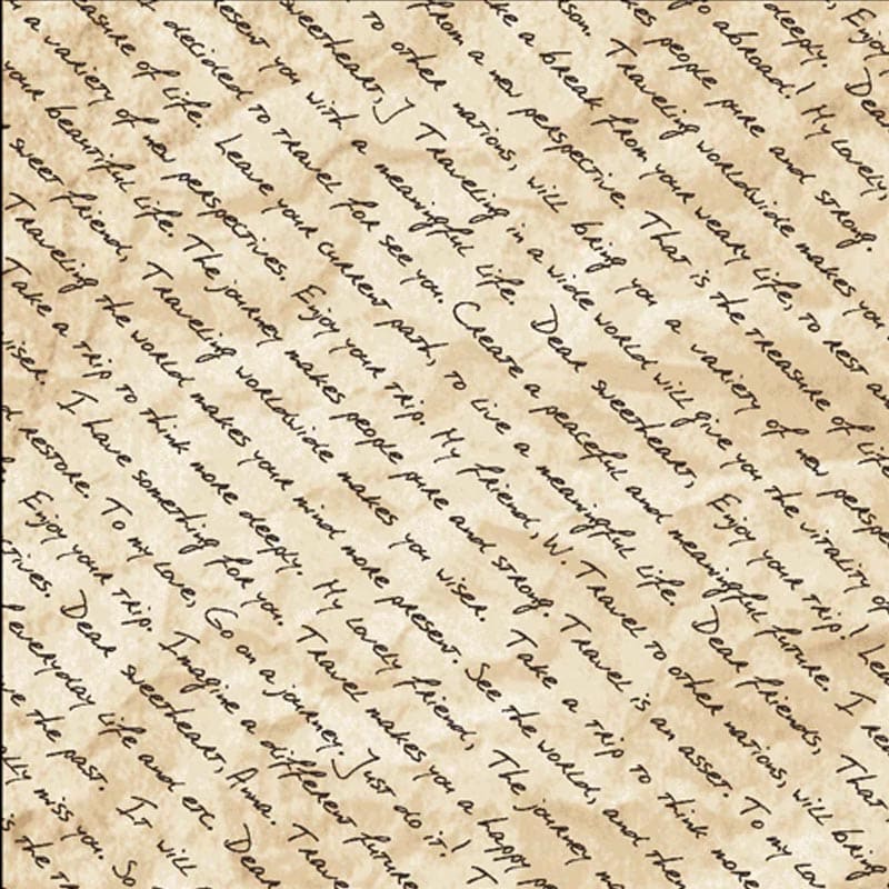 Dear Friends Dark Tan Diagonal Words Fabric Yardage