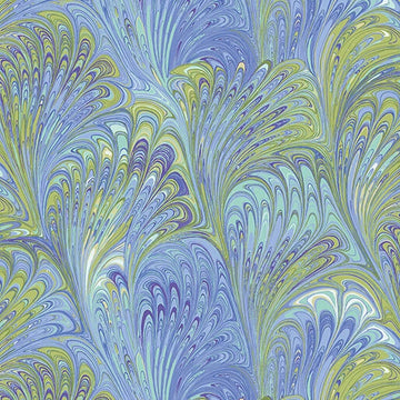 Flower Festival Swirl Fan Pale Blue Fabric Yardage