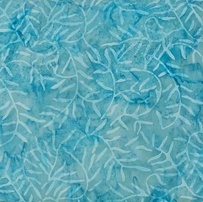 Artist's Palette Aqua Branches Batik Fabric Yardage