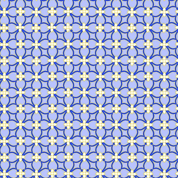 Sunflower Sunrise Blue Lattice Work Fabric Yardage