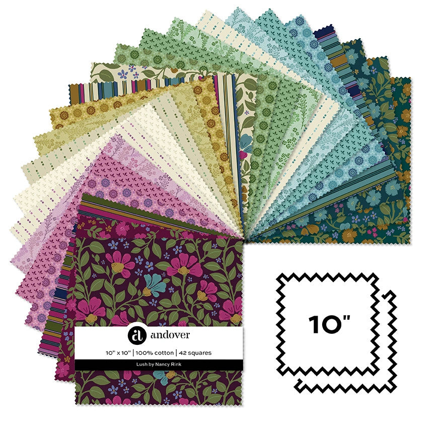 Lush 10 inch Squares by Andover - Nancy Rink collection