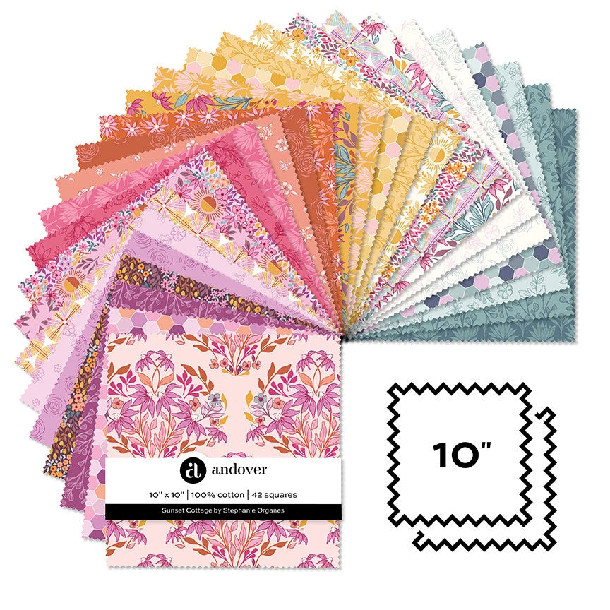 Sunset Cottage 10" Squares - quilting supply from Quilted Joy