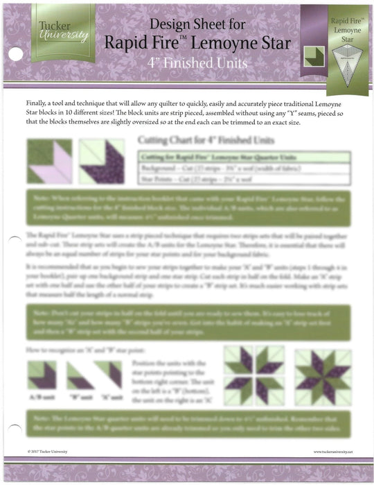 Tucker University-Rapid Fire Lemoyne Star Design Sheet