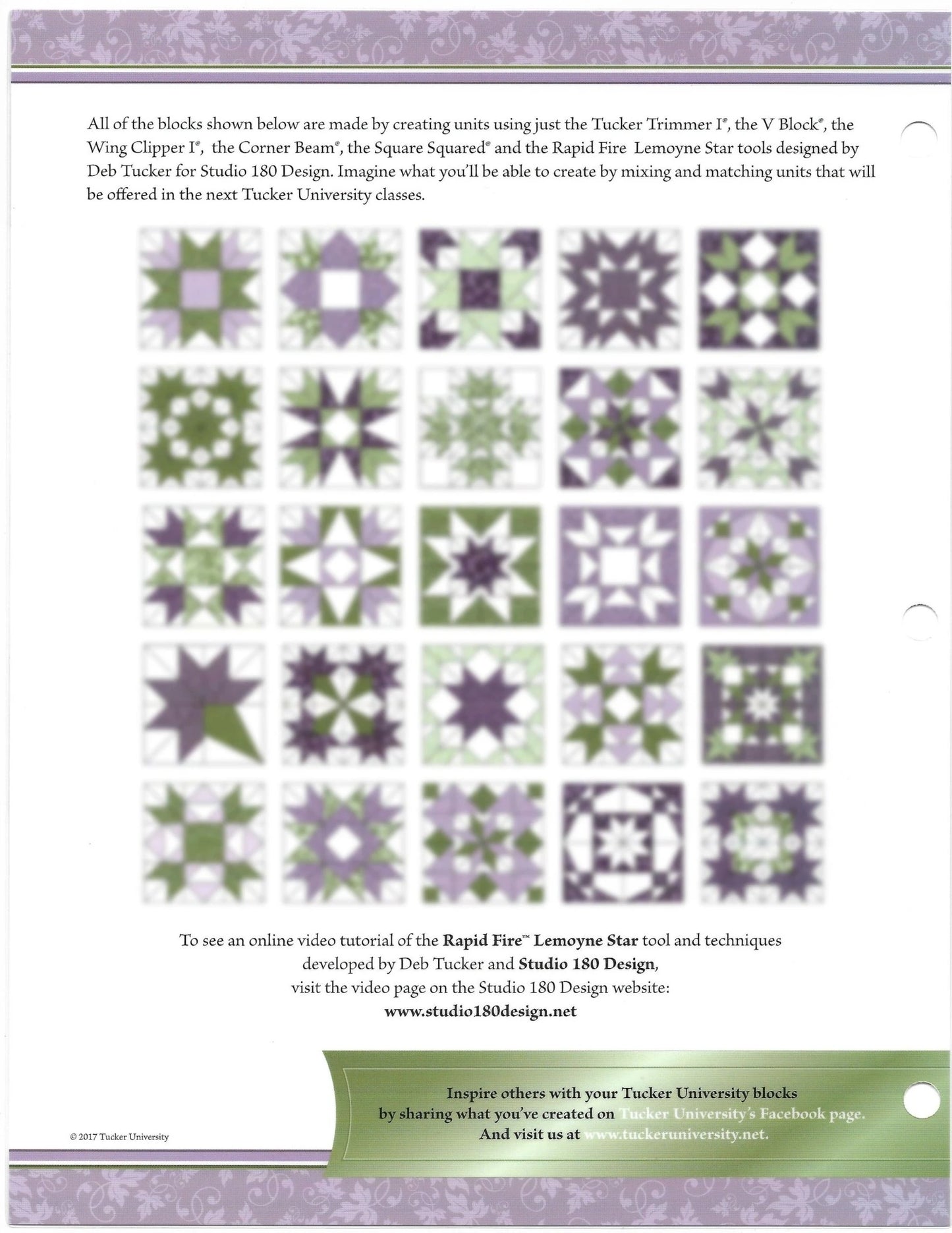 Tucker University-Rapid Fire Lemoyne Star Design Sheet