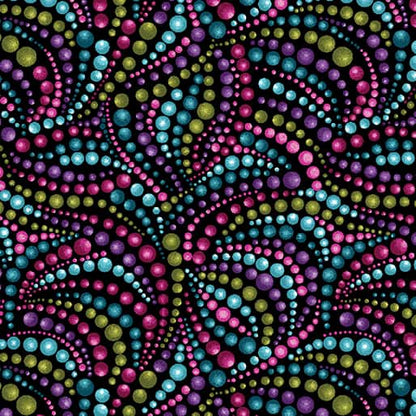 Beaded Swirls Multi 108" Wide Quilt Backing Fabric