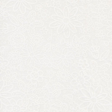 Basically Black & White Groovy Garden White on White Fabric Yardage