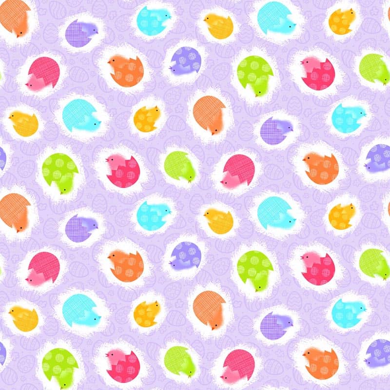 Spring Chickens Lavender Chicks Fabric Yardage