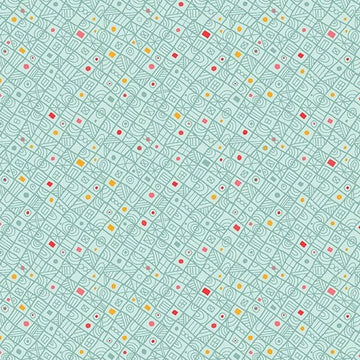 Playful Geo Teal Fabric Yardage - quilt fabric for sewing and quilting projects
