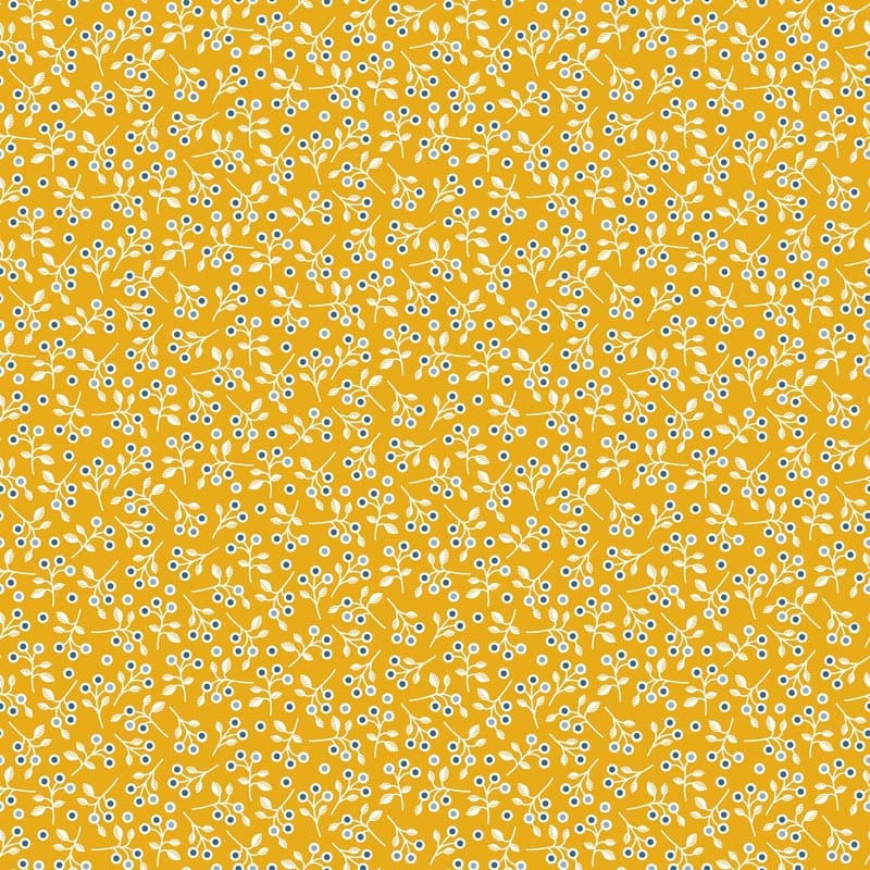 Early Autumn Golden Blueberries Fabric Yardage