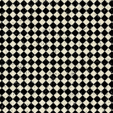 Haunted Hollow Black and Bone Distressed Checker Fabric Yardage - quilt fabric for sewing and quilting projects