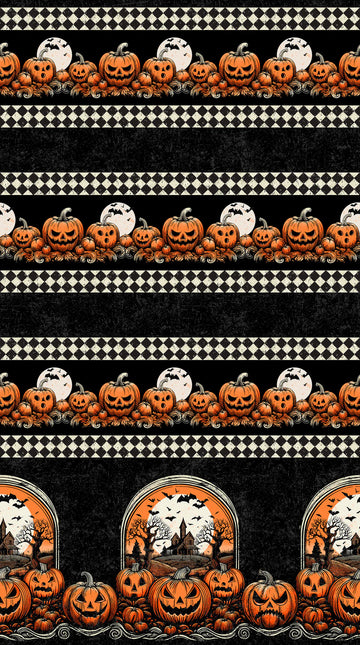 Haunted Hollow Halloween Border Print Fabric Yardage - quilt fabric for sewing and quilting projects