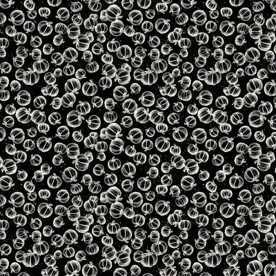 Haunted Hollow Black Pumpkin Toss Fabric Yardage