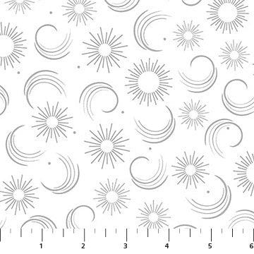 Wintry Lustre Silver Celestial Swirl Fabric Yardage - quilt fabric for sewing and quilting projects