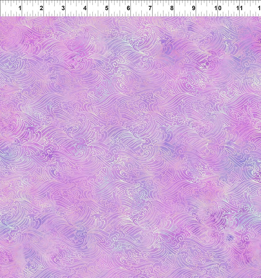 Oriental Gardens Purple Ocean Waves Fabric Yardage