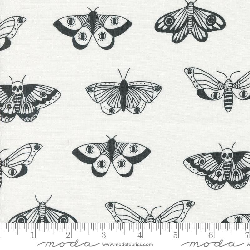 Noir White Mystic Moth Fabric Yardage