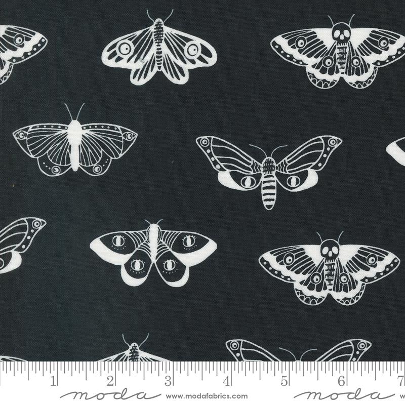 Noir Black Mystic Moth Fabric Yardage