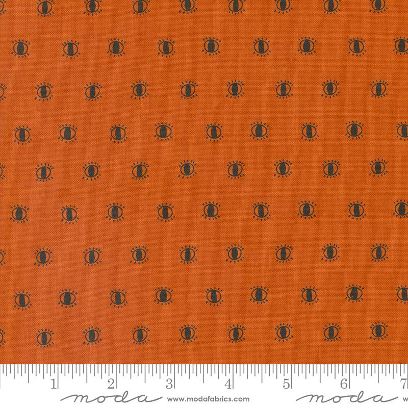 Noir Orange Watching Eyes Fabric Yardage