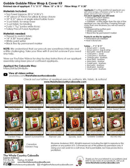 Gobble Gobble Pillow Wrap & Cover Kit by The Whole Country Caboodle