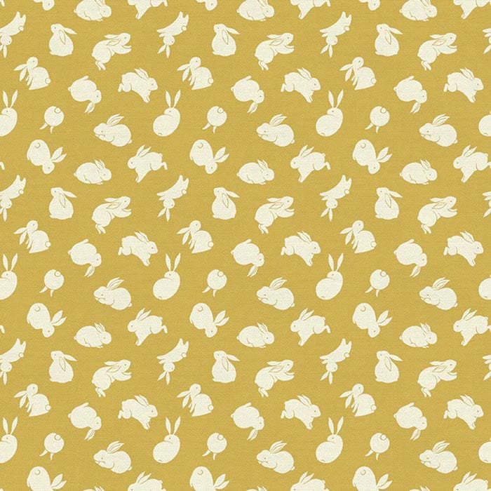 Moon Rabbit Yellow Bunnies Fabric Yardage