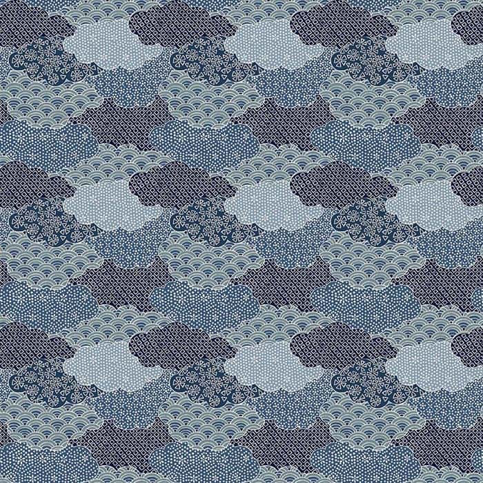 Moon Rabbit Blue Clouds Fabric Yardage