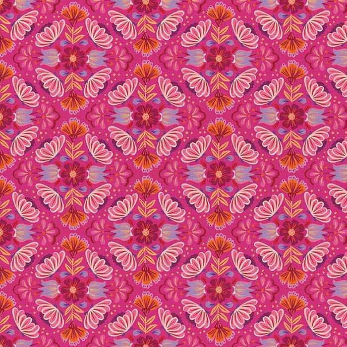 Viva Mexico! Pink Geo Flowers Fabric Yardage