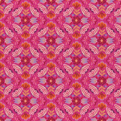 Viva Mexico! Pink Geo Flowers Fabric Yardage