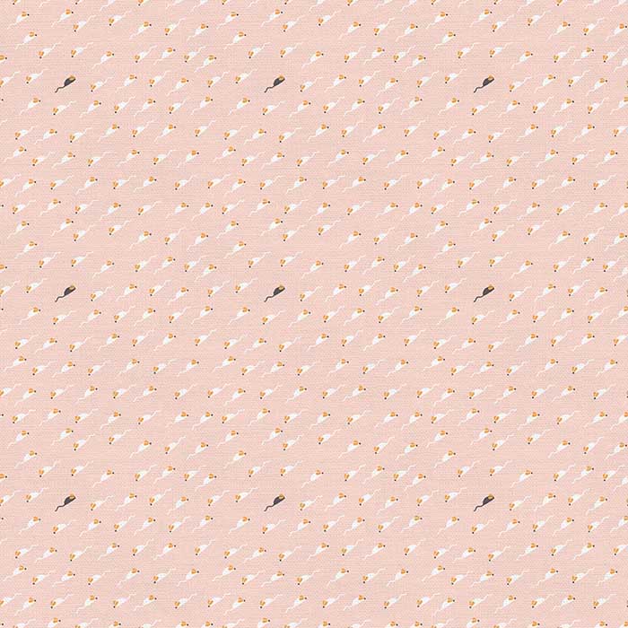 Tails and Whiskers Mice Pink Fabric Yardage